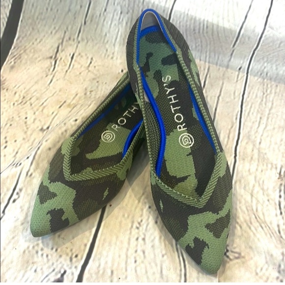 Rothy's Shoes - Rothy's Green Camouflage Pointed Toe Flats Size 8- EUC